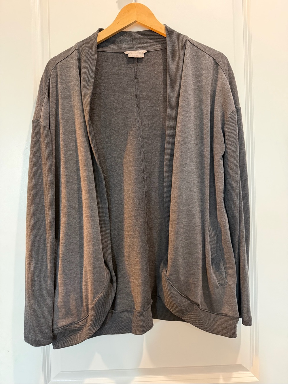 Royal Robbins Gray Open Front Cardigan Large TENCEL Lyocell Travel Layer Pockets